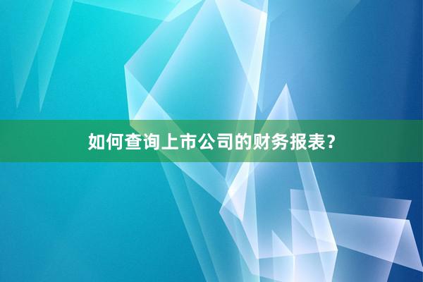 如何查询上市公司的财务报表？
