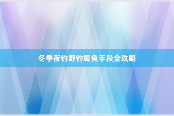 冬季夜钓野钓鲫鱼手段全攻略